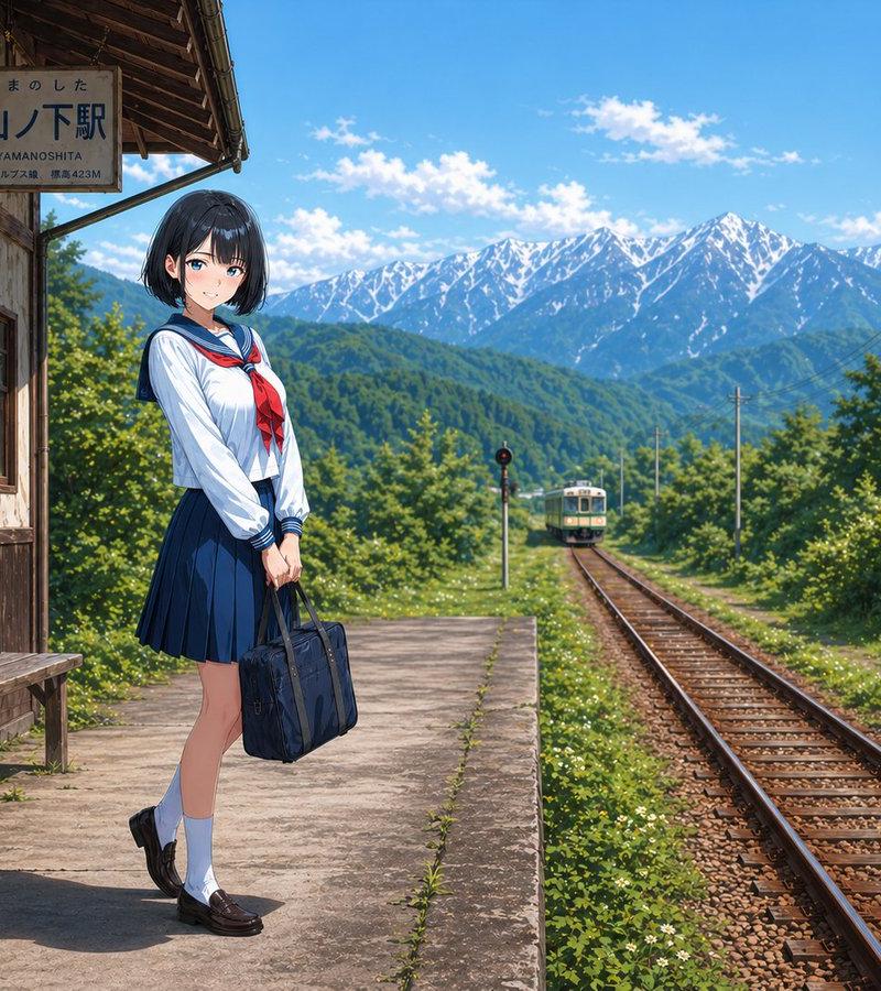 Rural Station Schoolgirl Scene