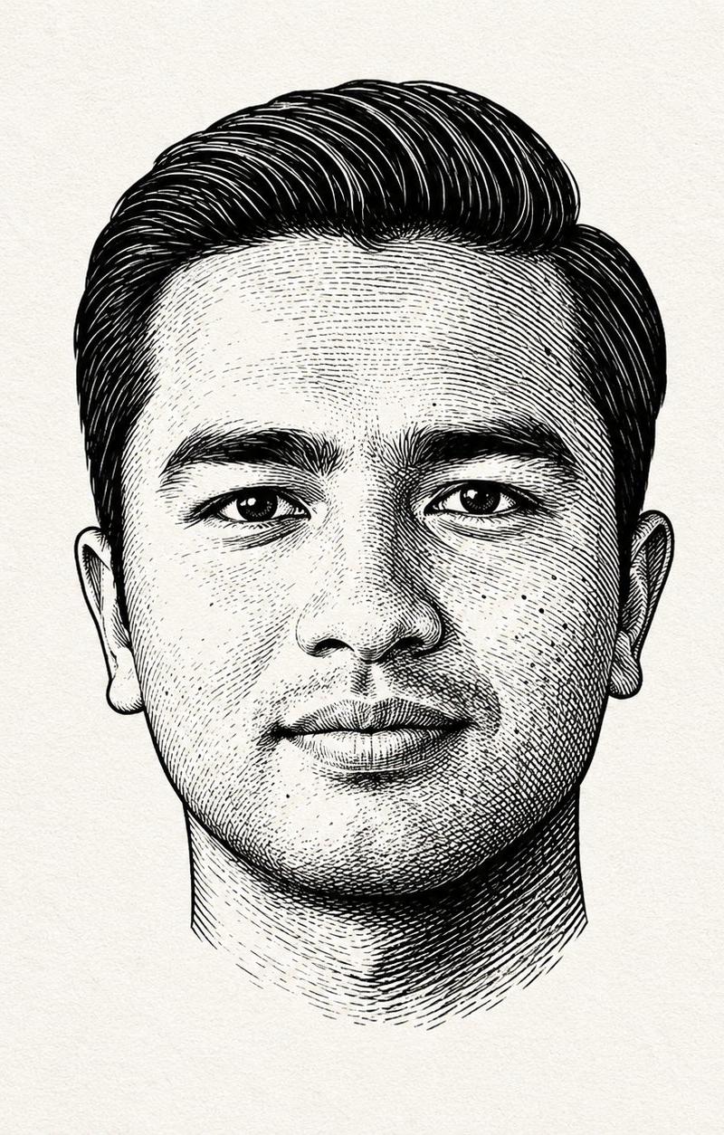 Woodcut Engraving Portrait Style