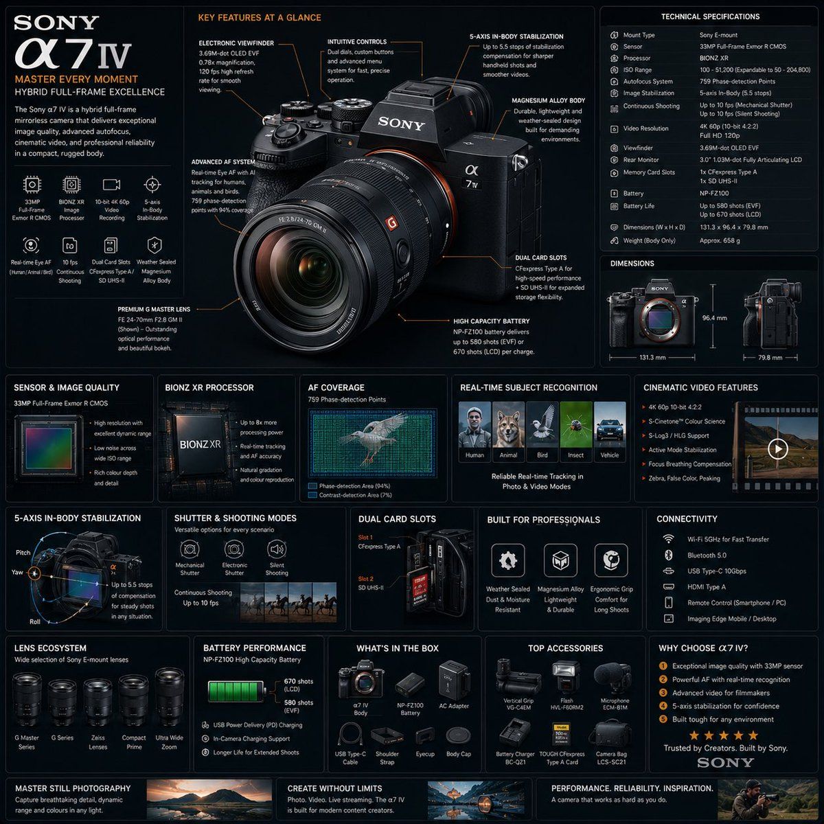 Sony Camera Reference Infographic