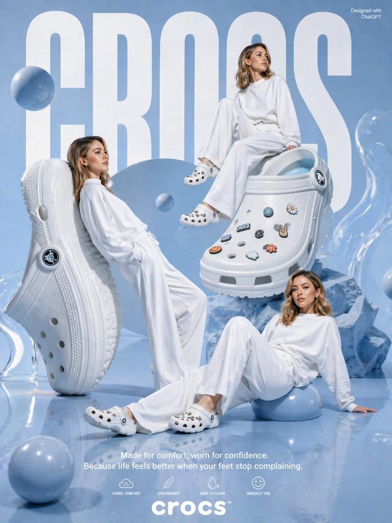E-commerce Main Image - Pastel Blue Crocs Fashion Ad