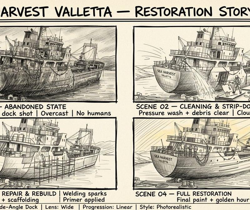 Hand-Drawn Storyboard Sheet