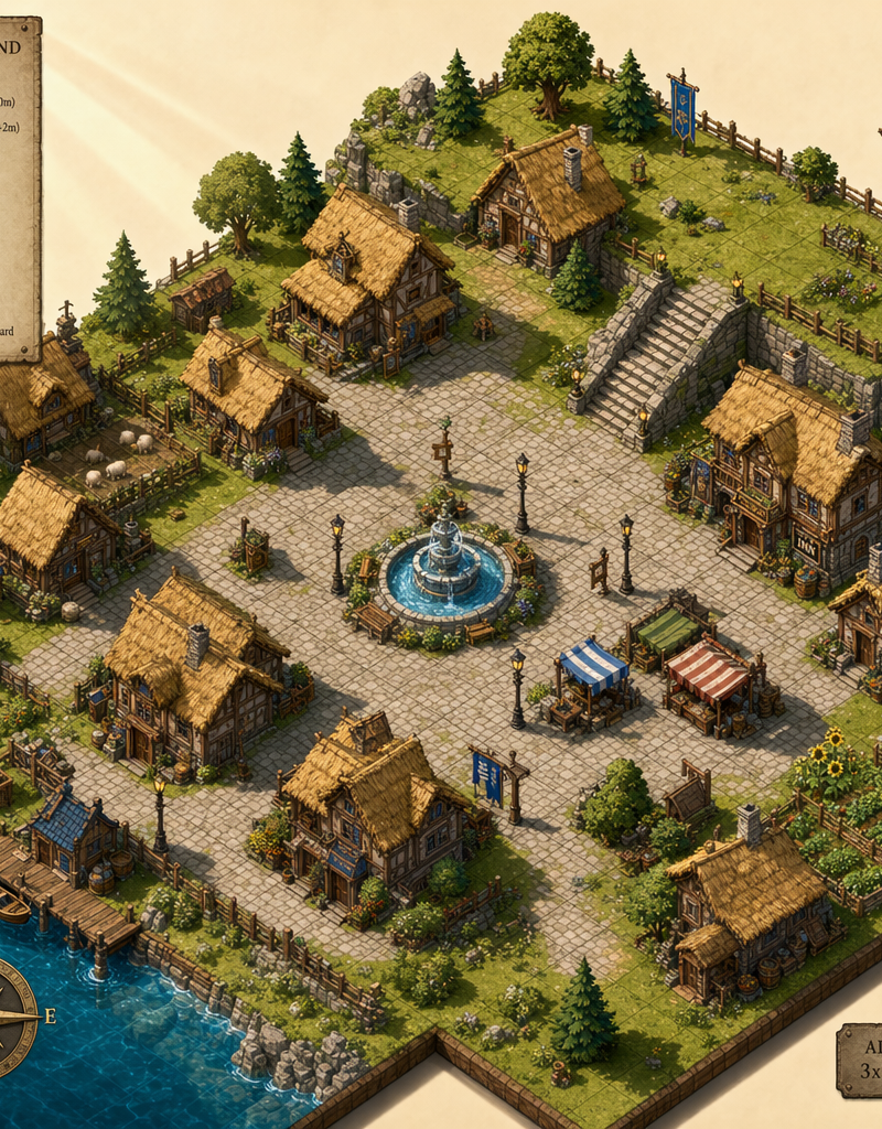 Isometric fantasy village map