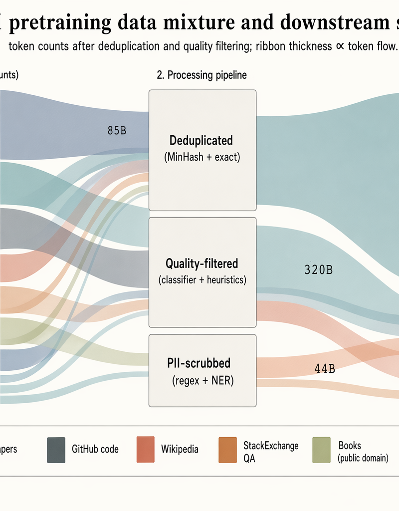 LLM pretraining data-mixture sankey
