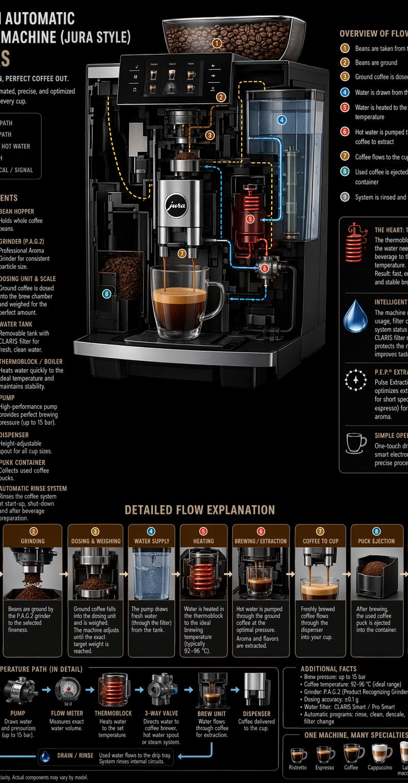 Automatic coffee machine infographic