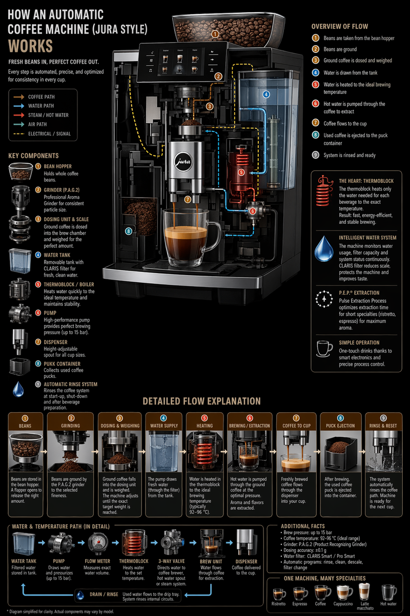 Automatic coffee machine infographic