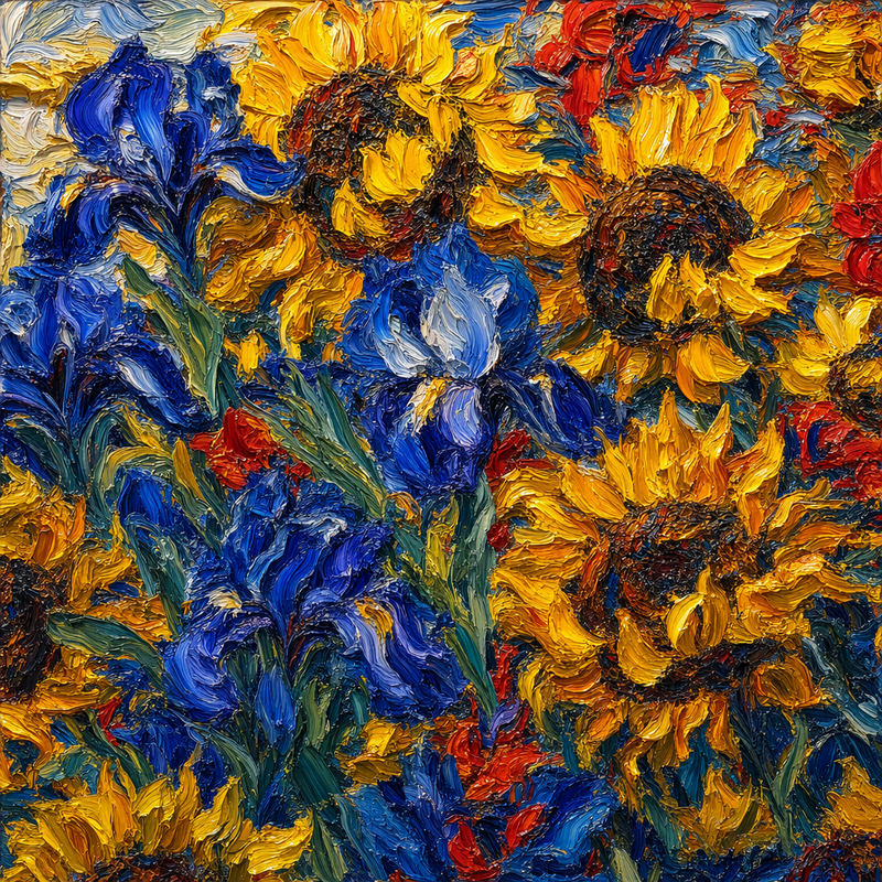 Vibrant Impasto: Floral Rhythms