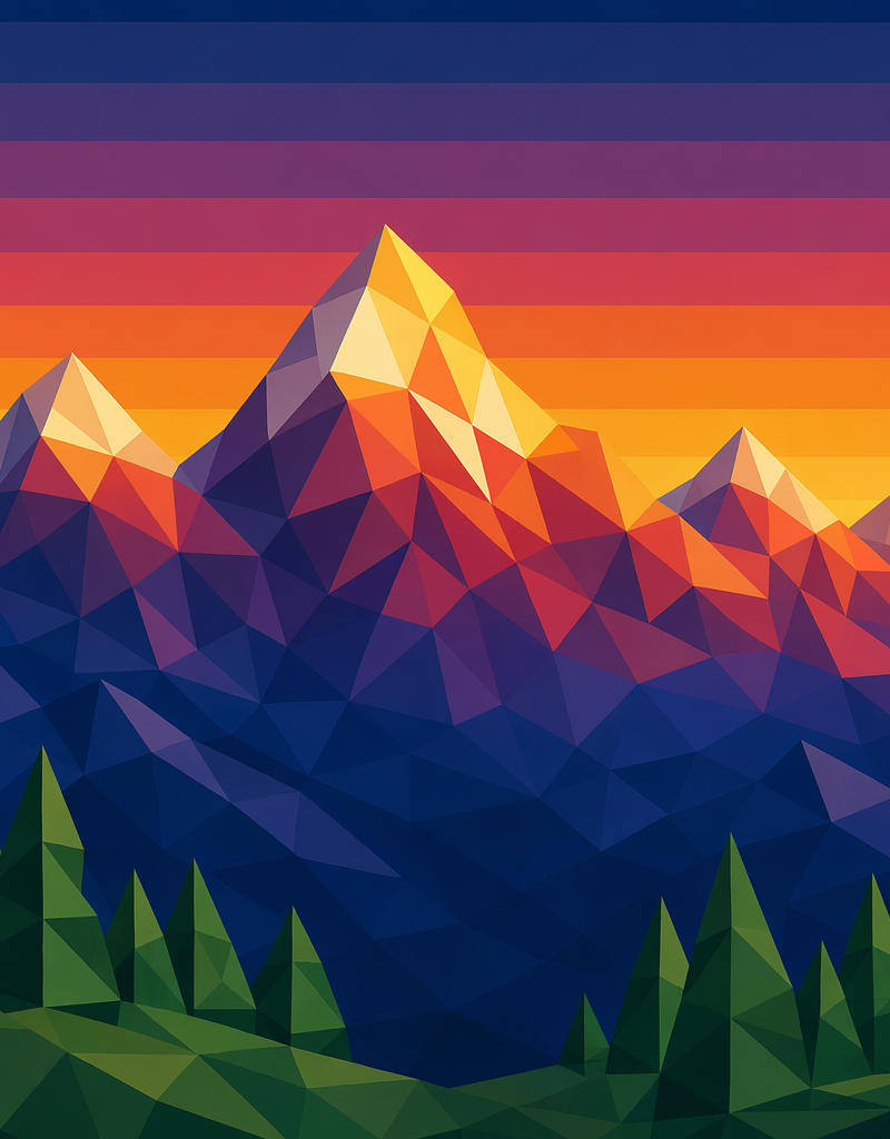 Low-Poly Geometric: Alpine Sunset