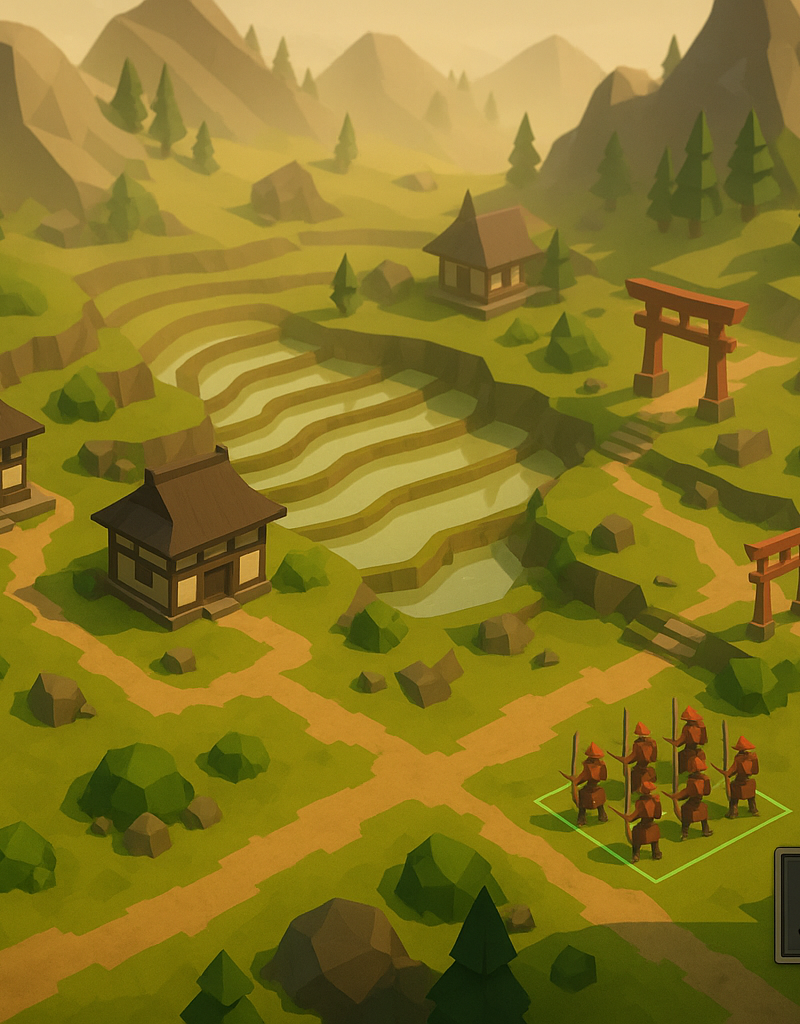Low-poly samurai strategy village