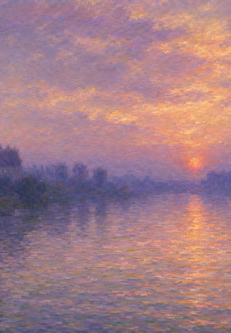 Impressionist Lineage: River at Dusk