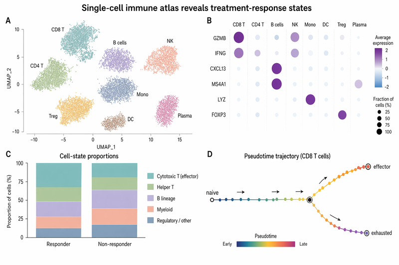 Single-cell immune atlas reveals treatment-response states