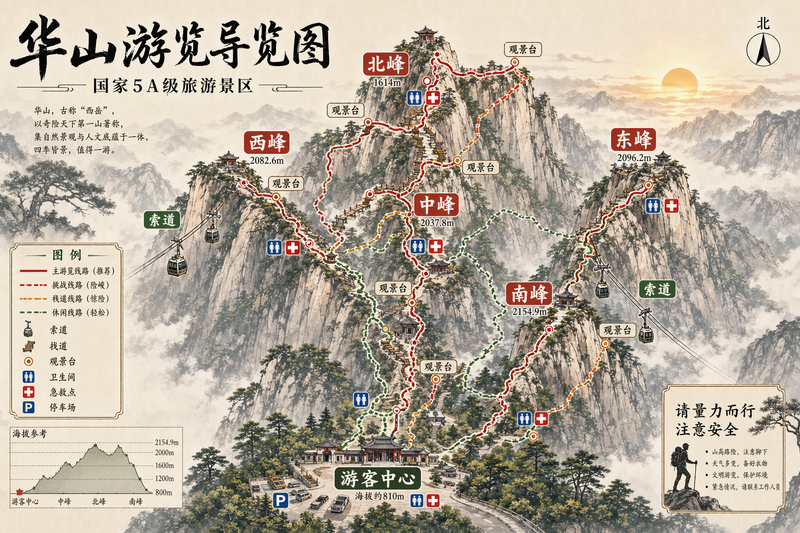 Huashan 5A scenic wayfinding map