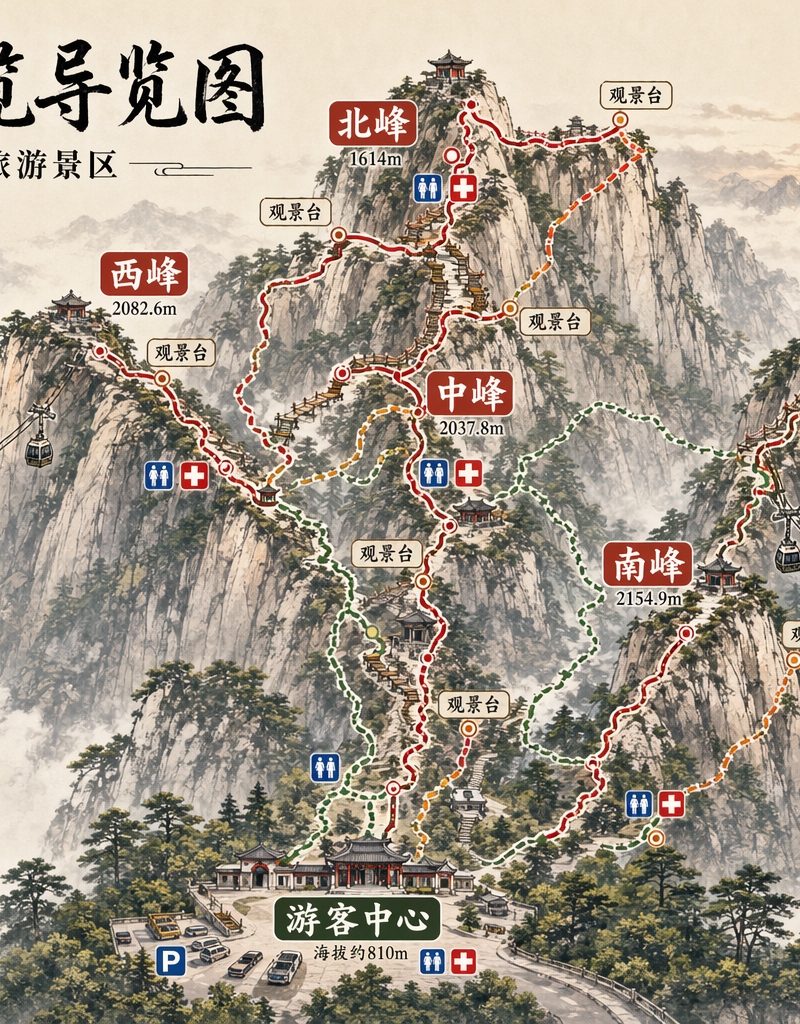 Huashan 5A scenic wayfinding map
