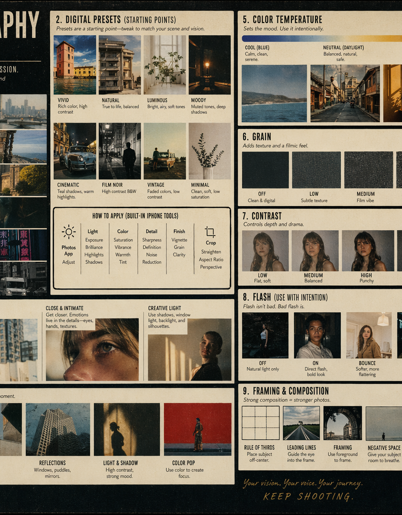Camera styles reference board for iPhone photographers