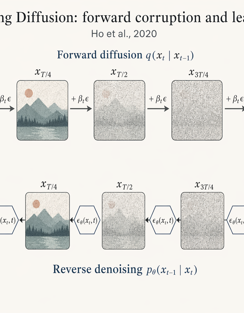 Denoising diffusion forward/reverse chain