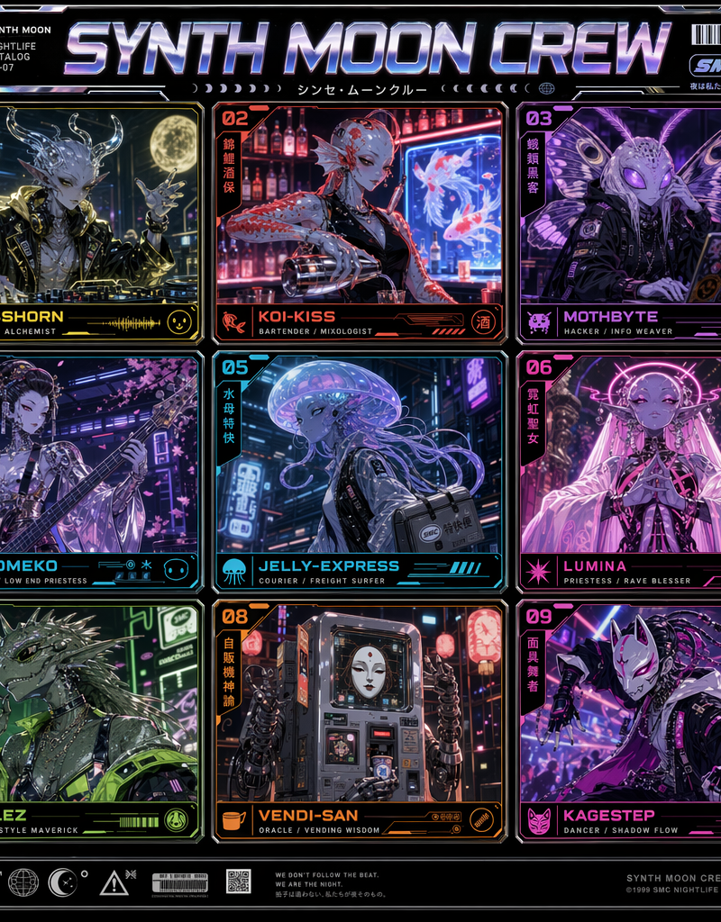 Synth Moon Crew alien nightlife grid