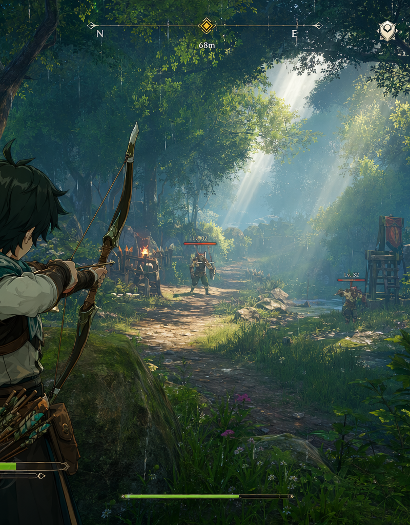 Anime open-world adventure HUD