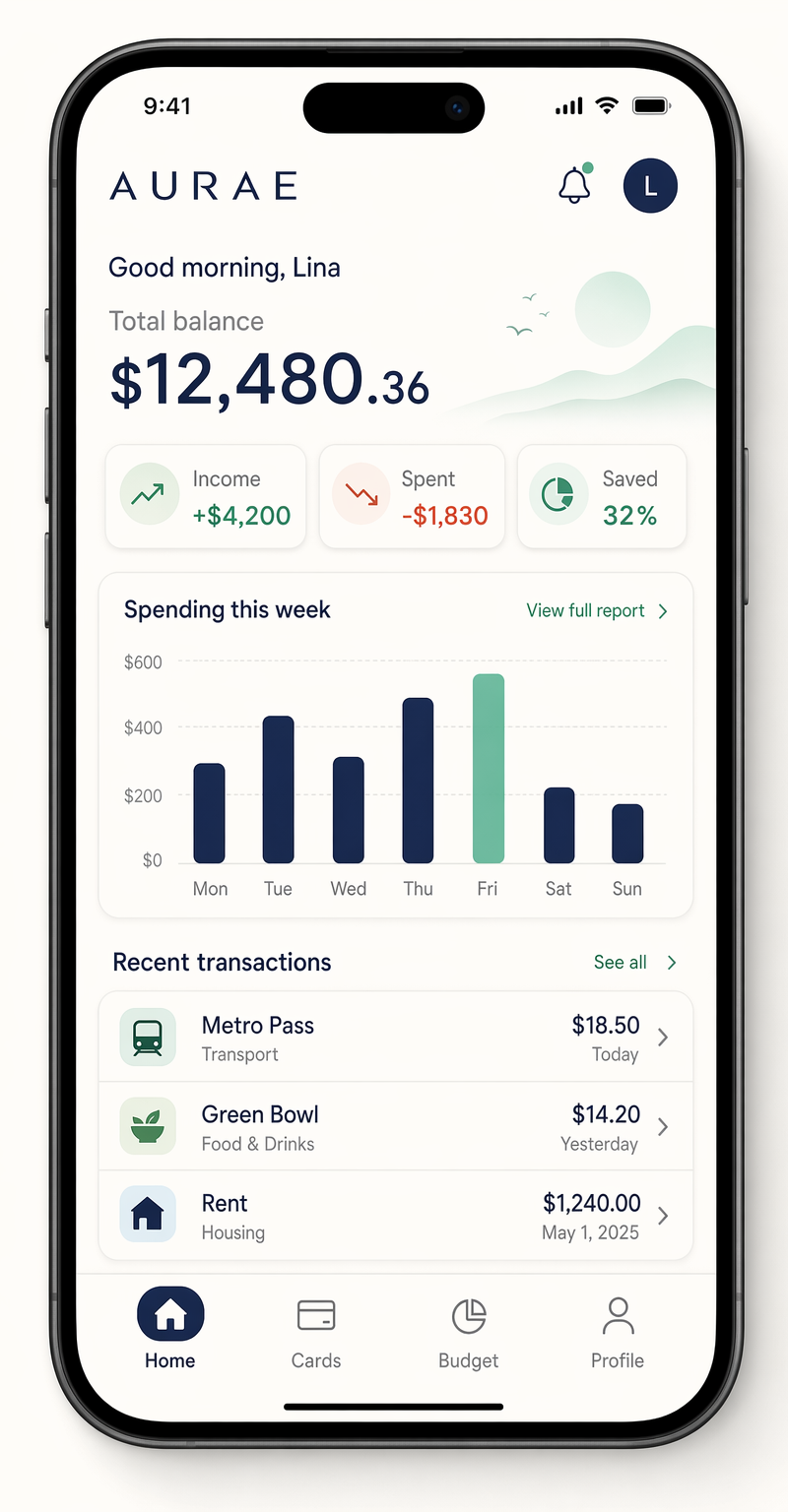 Mobile Budgeting App Mockup