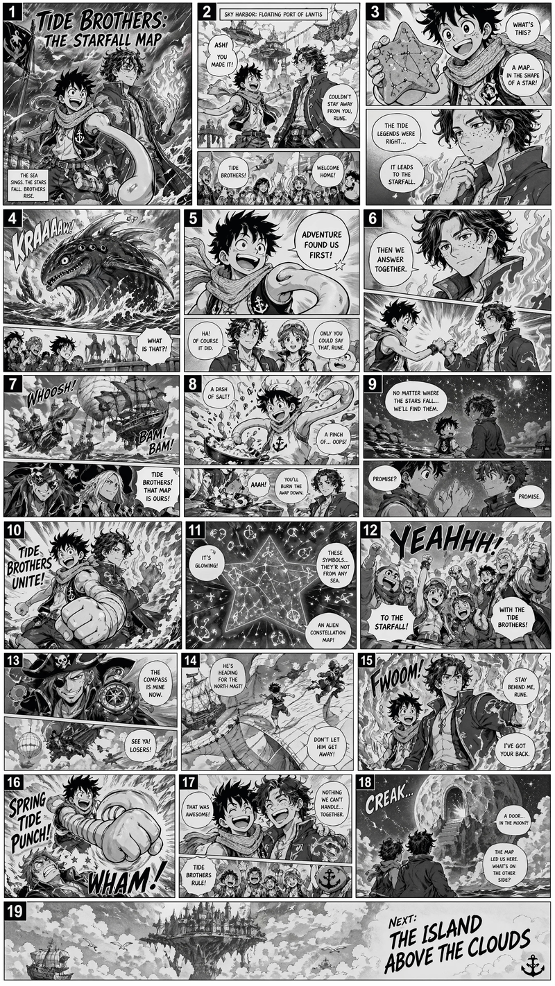 Tide Brothers 19-page manga proof sheet