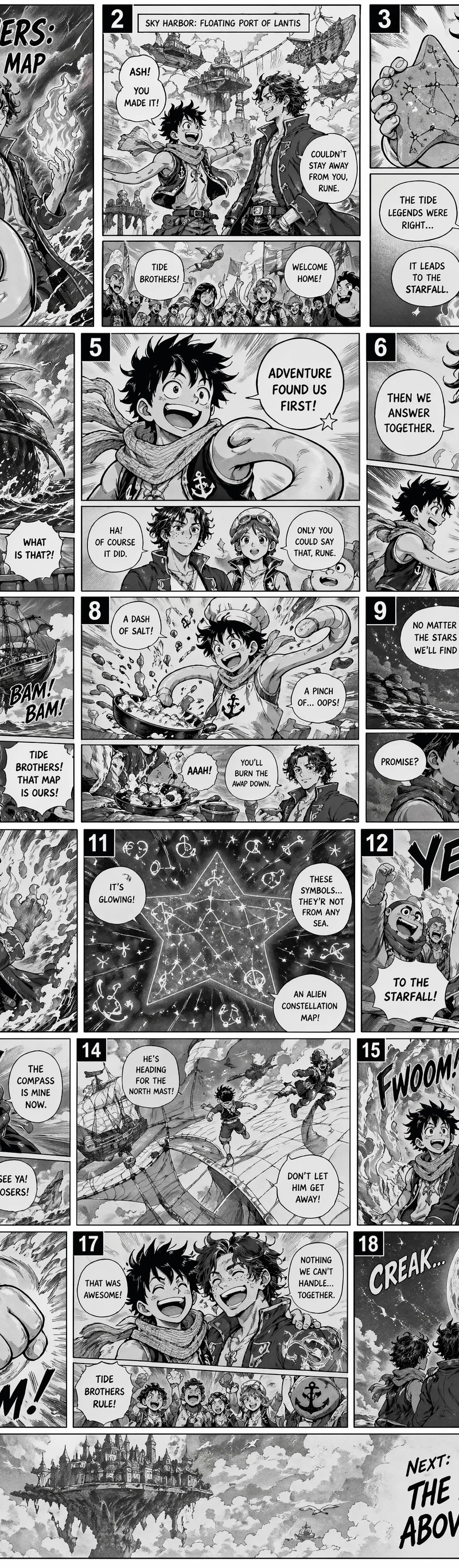 Tide Brothers 19-page manga proof sheet
