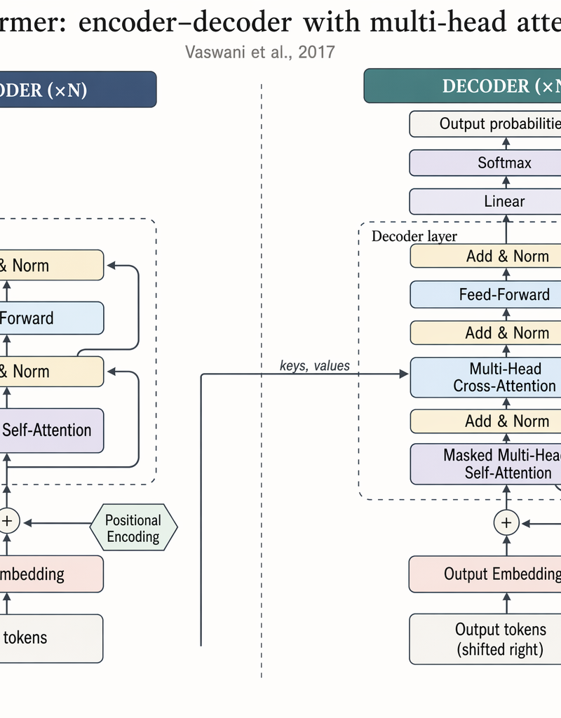 Transformer encoder–decoder architecture