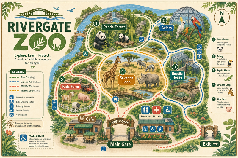 Zoo visitor wayfinding map