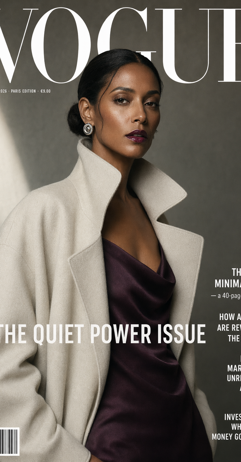 Vogue-style fashion magazine cover