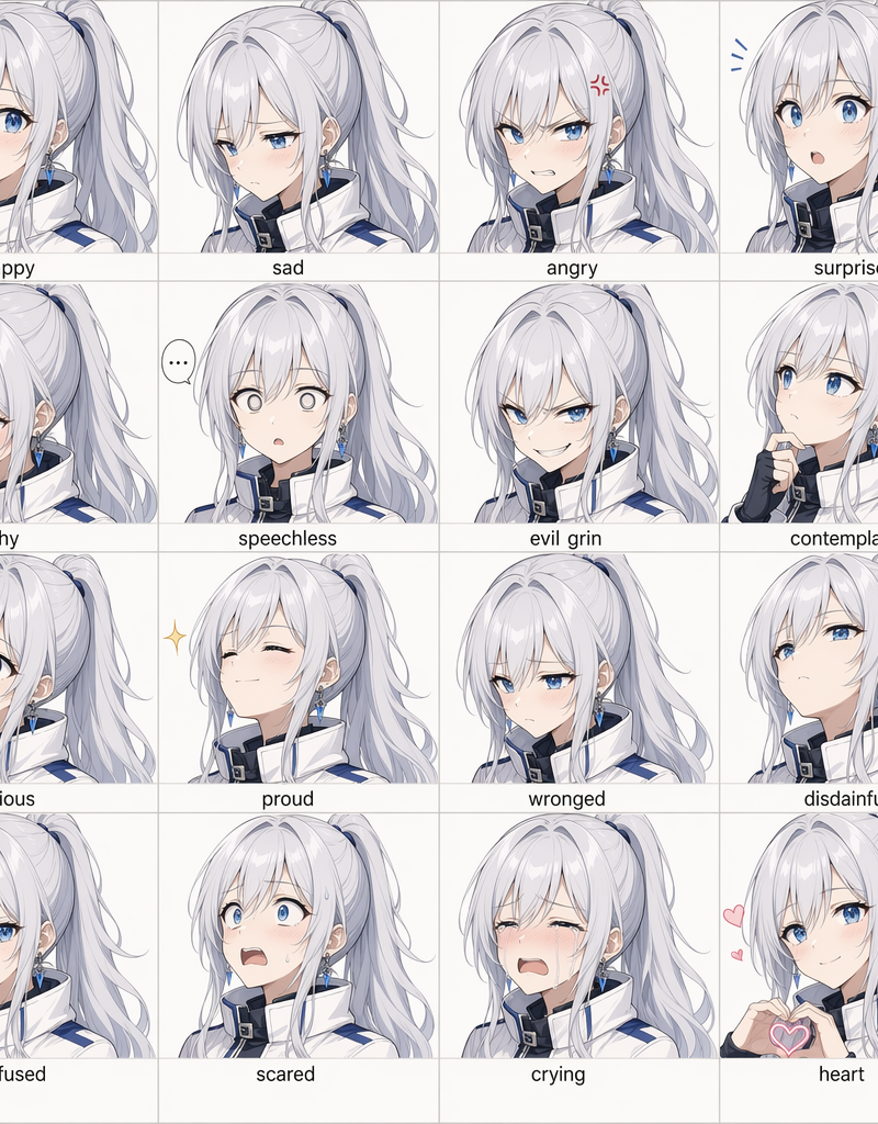 16-panel anime expression grid