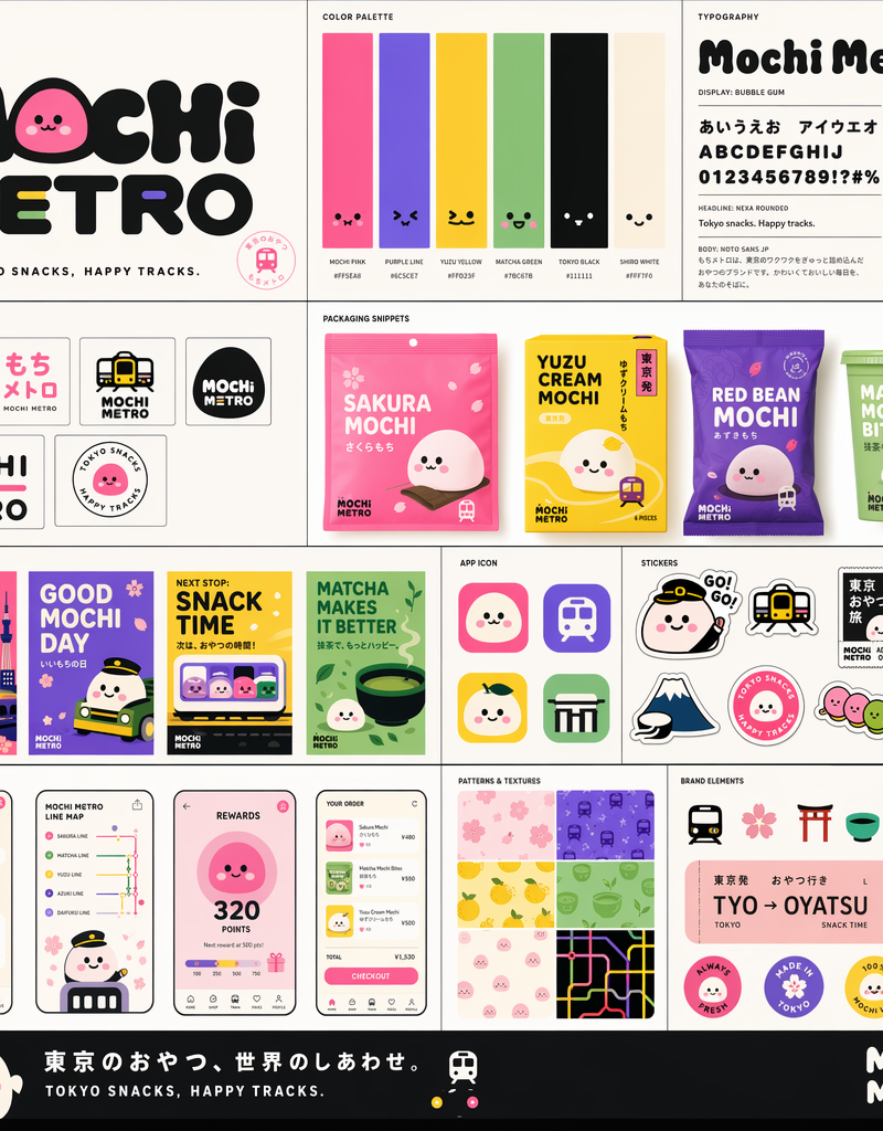Playful brand kit: Mochi Metro