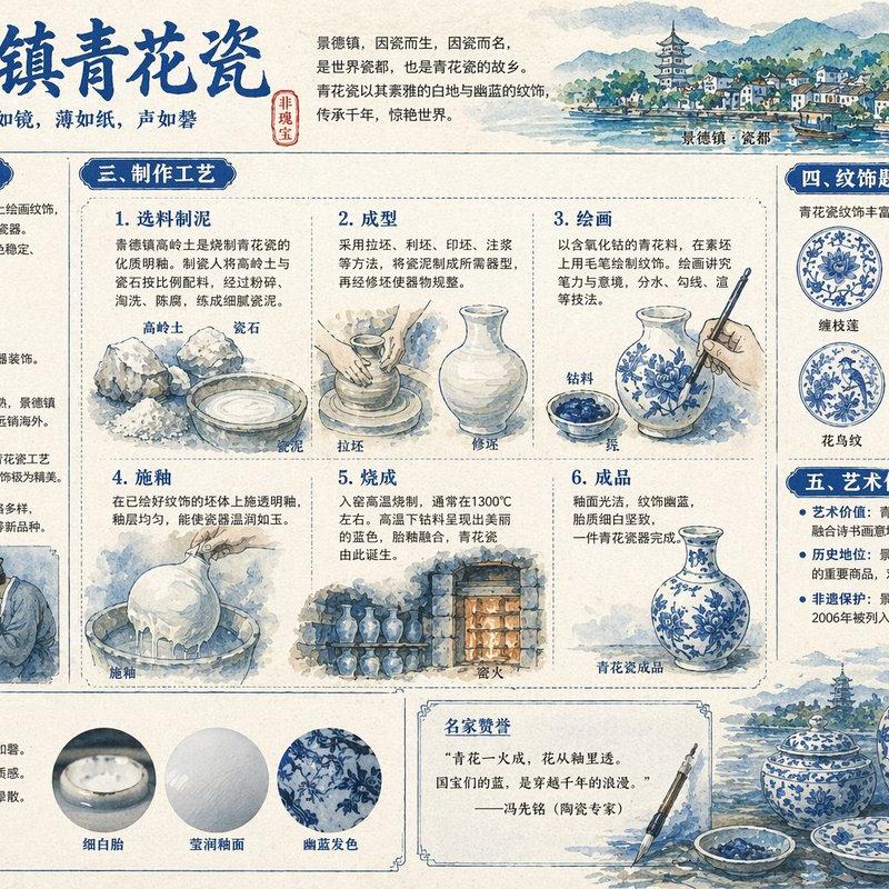 Jingdezhen Blue-and-White Porcelain Diagram