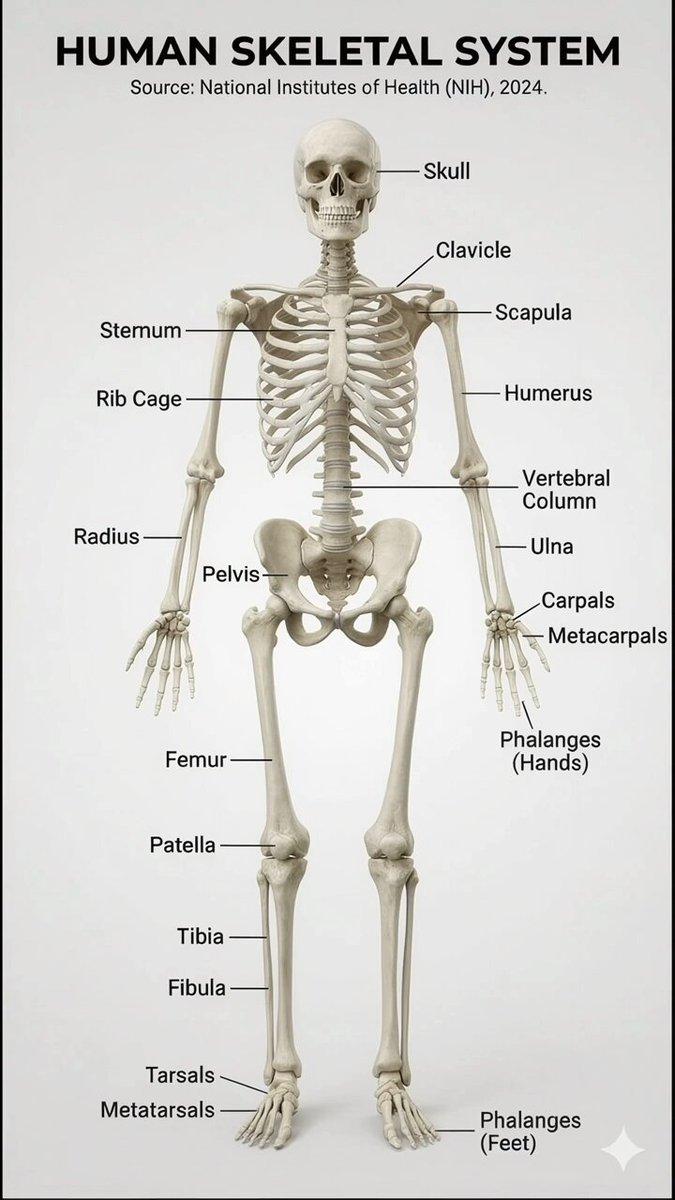 逼真的人体骨骼系统信息图