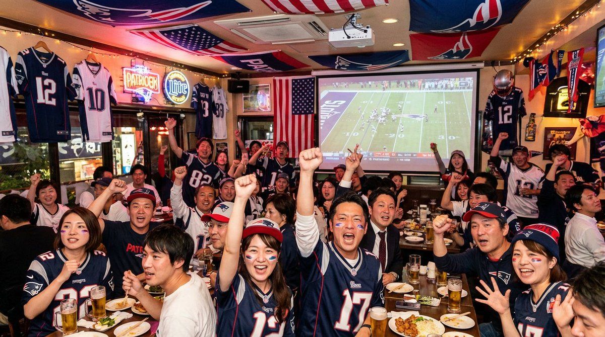 日本 NFL 爱国者队球迷场景图片