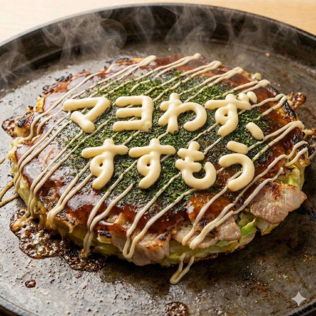 热腾腾大阪烧的 1:1 特写图片