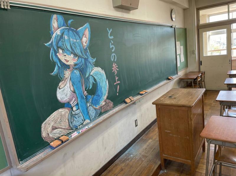 教室黑板上的粉笔画插图