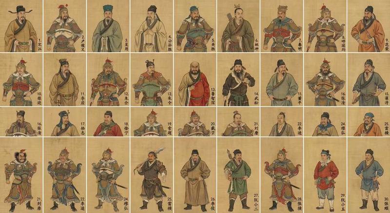 水浒传 30 位主要人物工笔画网格图