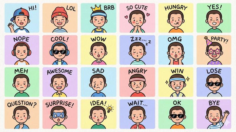LINE 风格 Q 版表情包头像九宫格