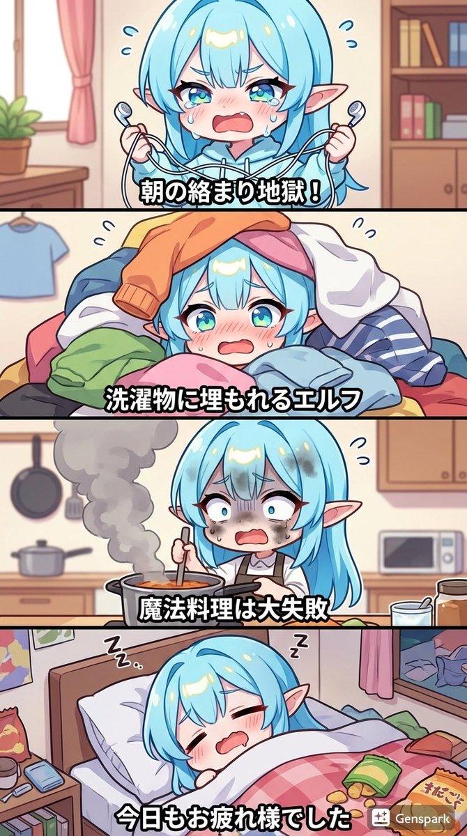 关于一个笨拙精灵的四格漫画