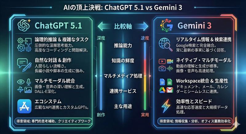 ChatGPT 5.1 和 Gemini 3 对比信息图