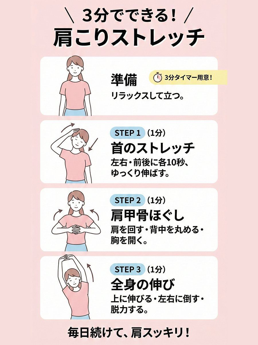 缓解颈肩僵硬的肩部拉伸信息图