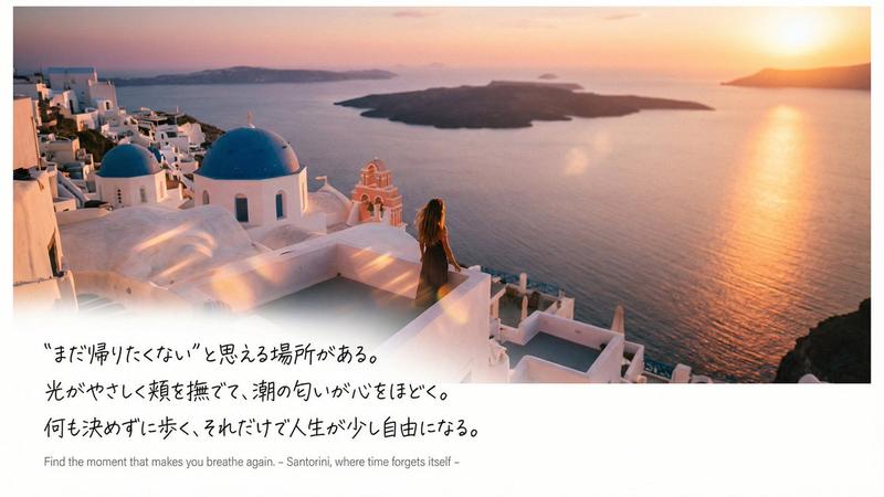 情感海洋之旅缩略图设计提示（圣托里尼）