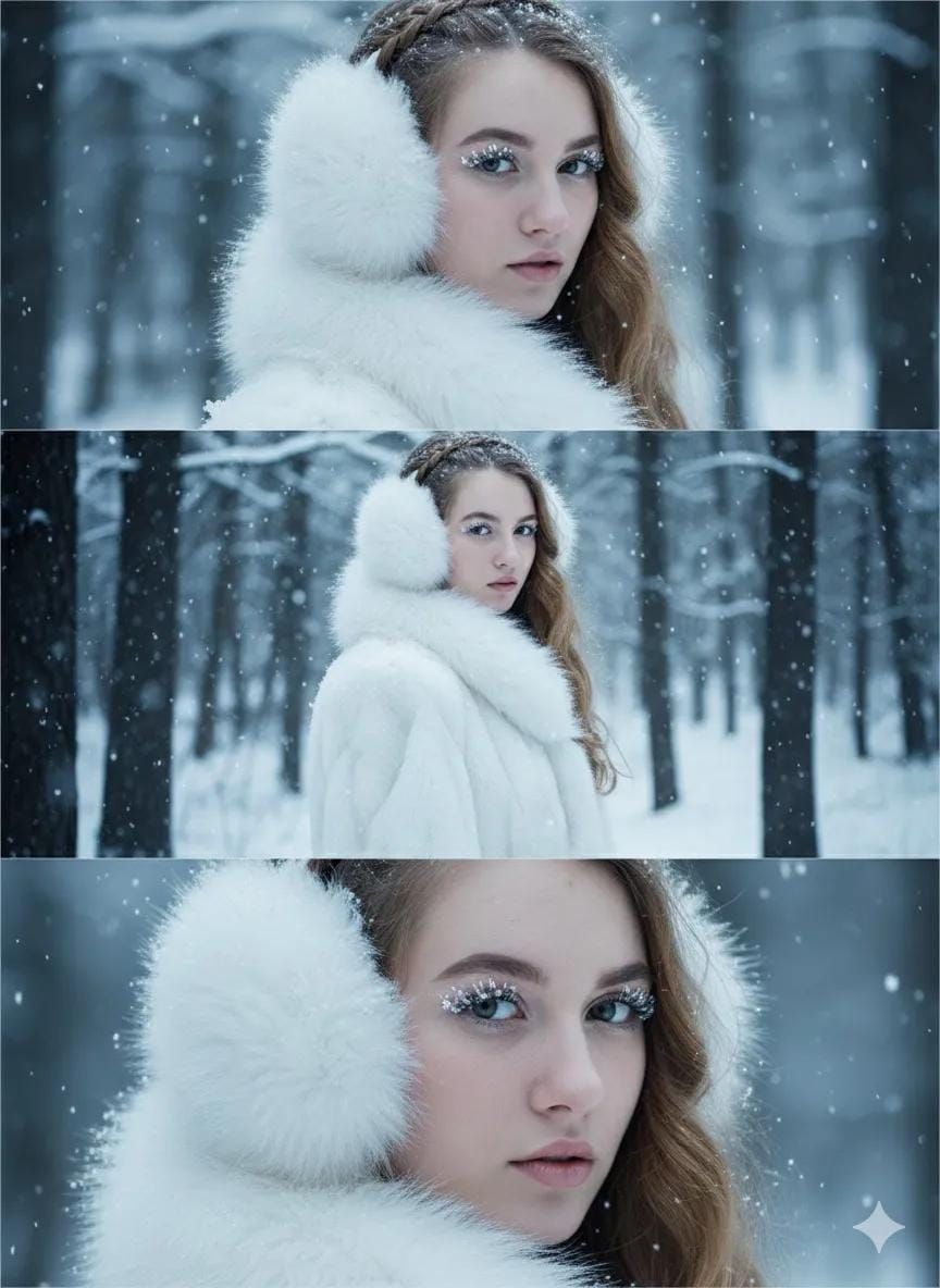 单色雪林时尚大片