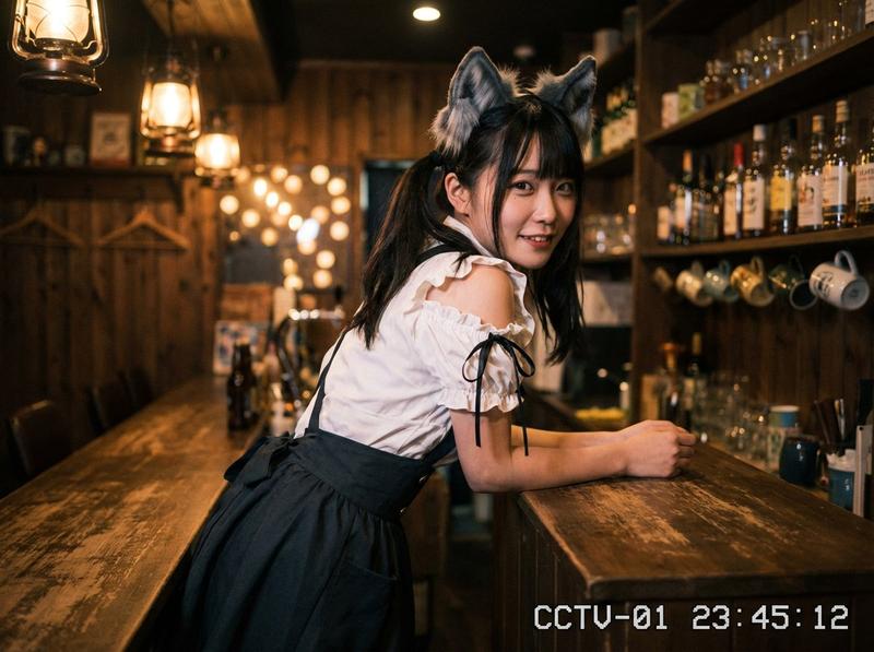 温馨女仆咖啡厅肖像，CCTV 美学风格