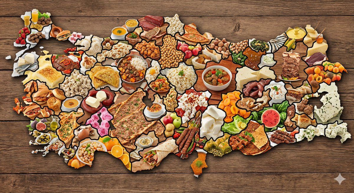 用当地食材制作的土耳其地图