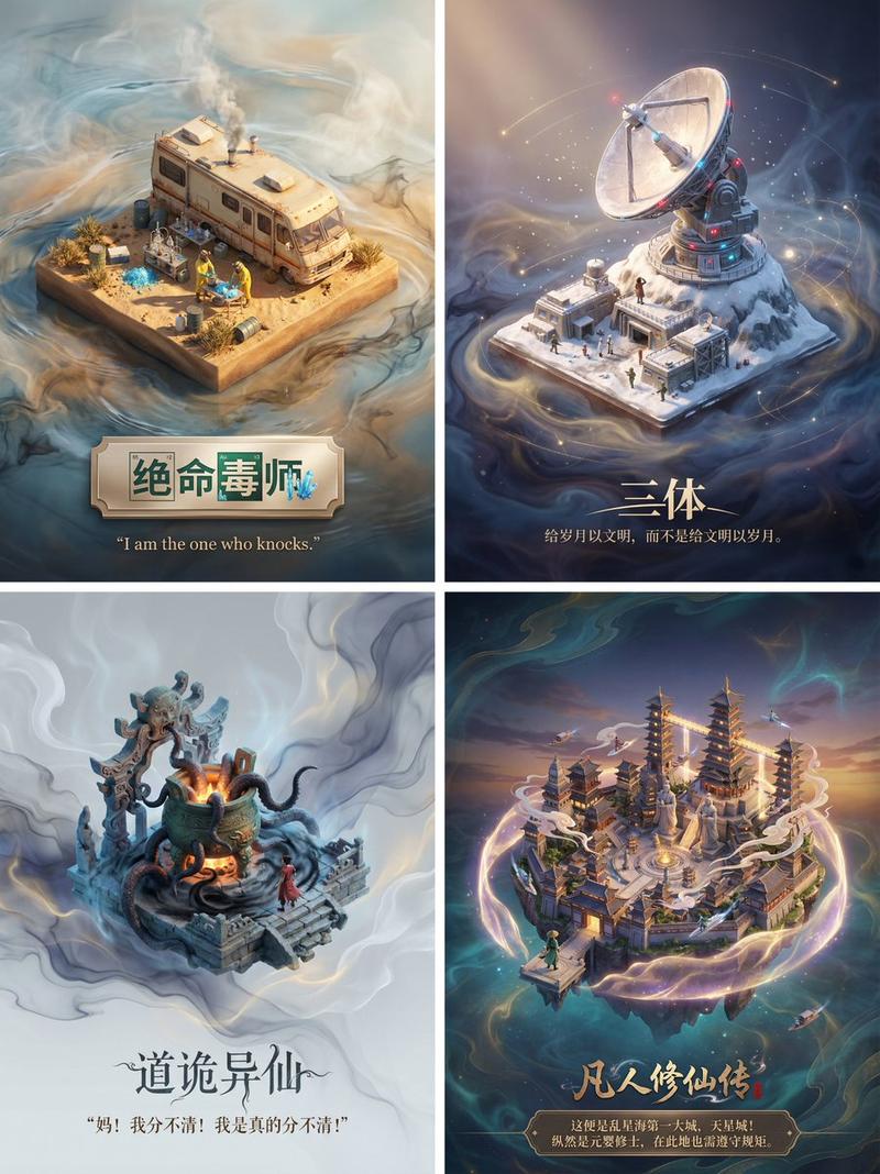 电影/小说场景 3D 立体模型海报