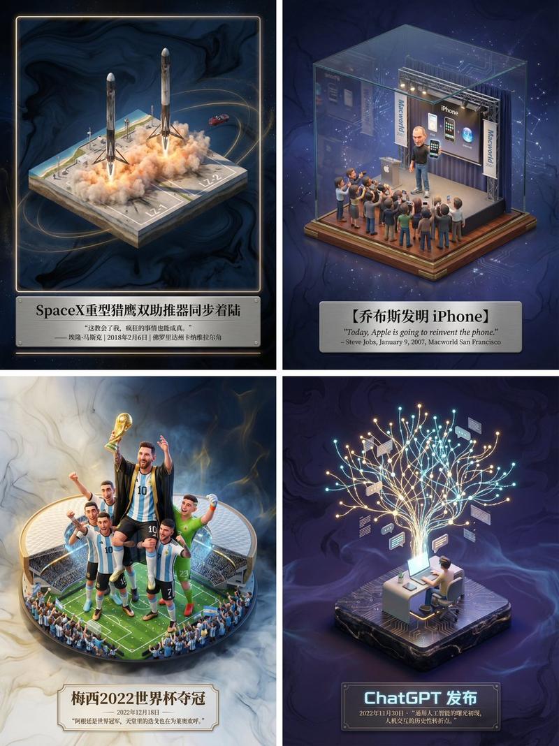 博物馆级 3D 立体透视海报,重现历史事件