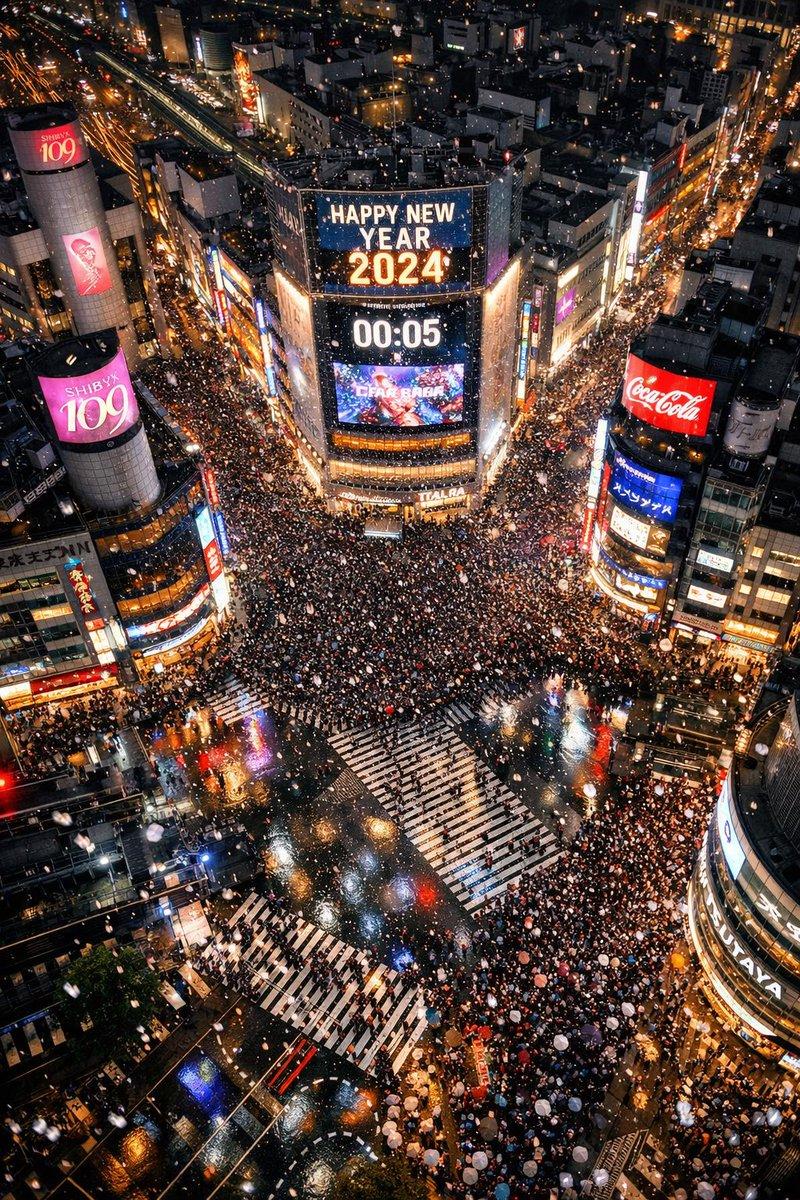 涩谷交叉路口新年夜景