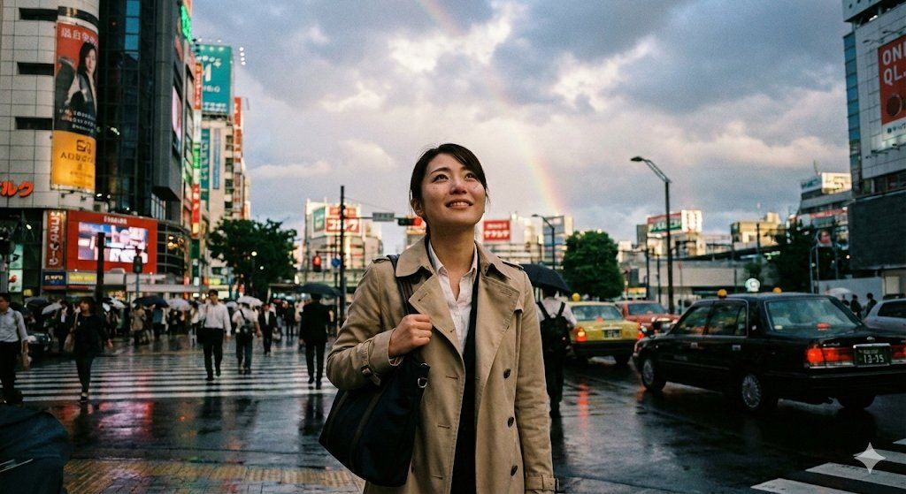 东京雨中女子的情感快照