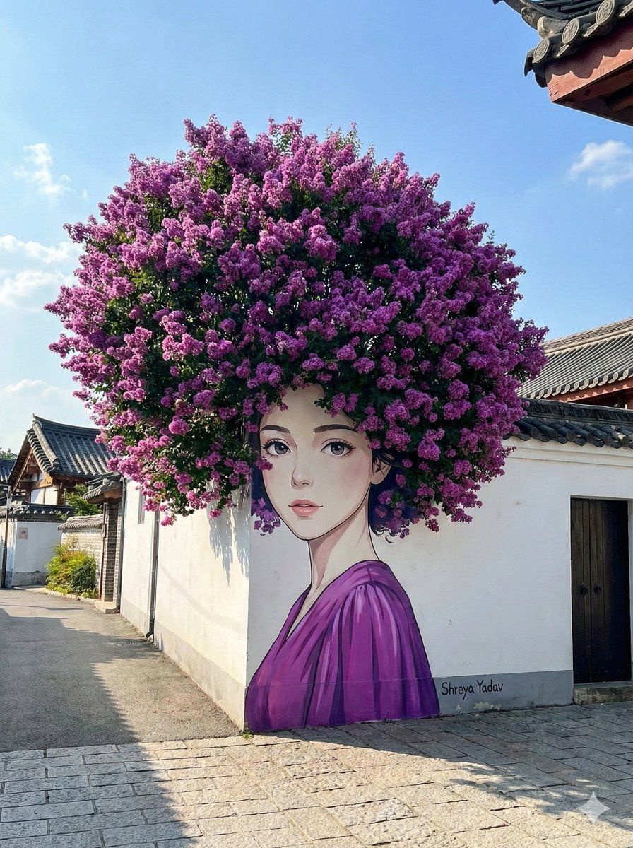 错视街头艺术与花团锦簇的“头发”