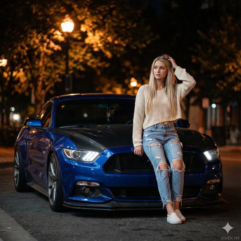 夜晚都市人像与 Mustang GT