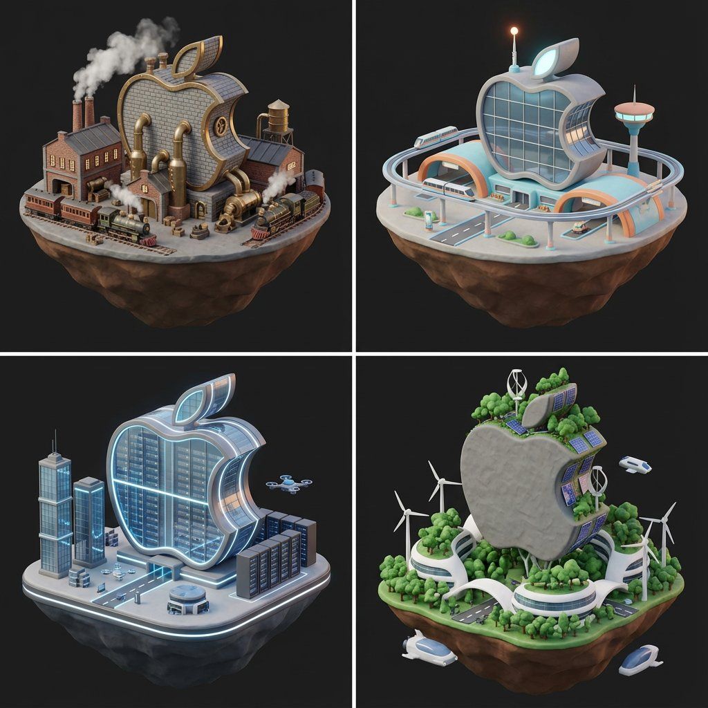 Logo 到浮岛建筑概念（4 个时代）