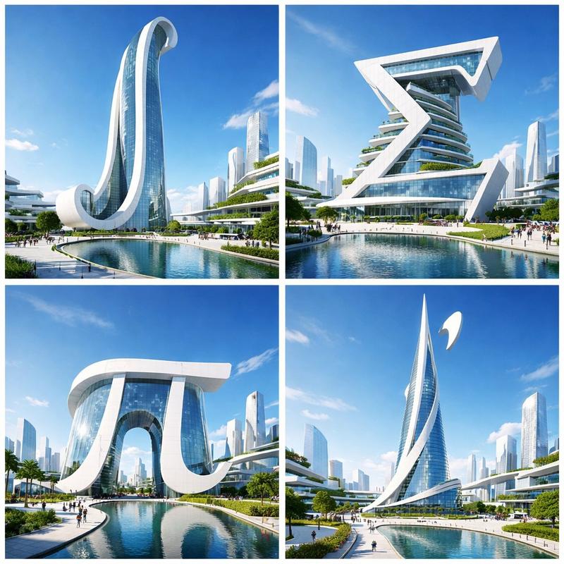 微积分符号作为未来主义建筑